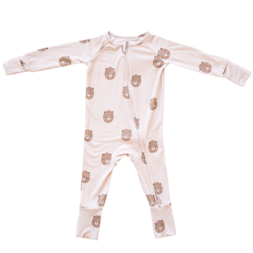 Bamboo 2-Way Convertible Zip Romper - Teddy - HoneyBug 