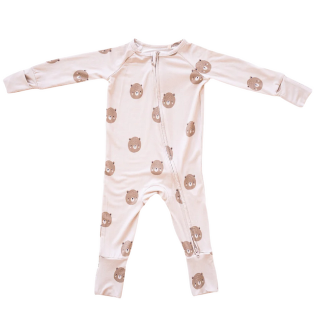 Bamboo 2-Way Convertible Zip Romper - Teddy - HoneyBug 