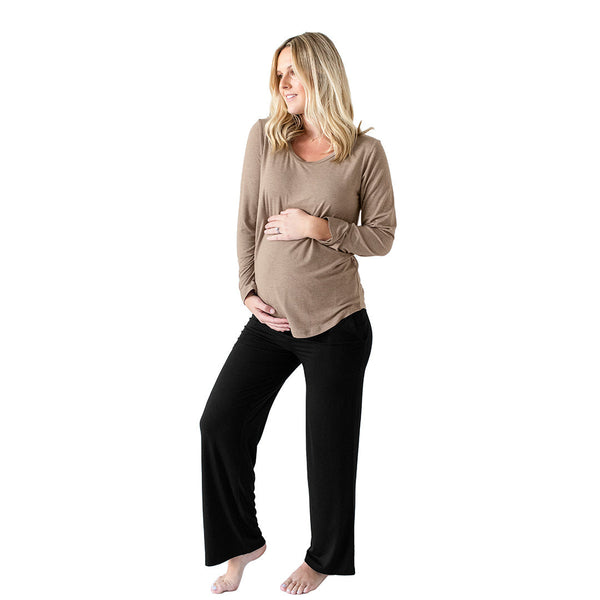 Bamboo Nursing & Maternity Long Sleeve T-shirt | Wheat - HoneyBug 
