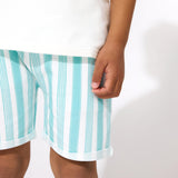 Blue Stripes Bamboo Terry Kids Daywear Shorts - HoneyBug 
