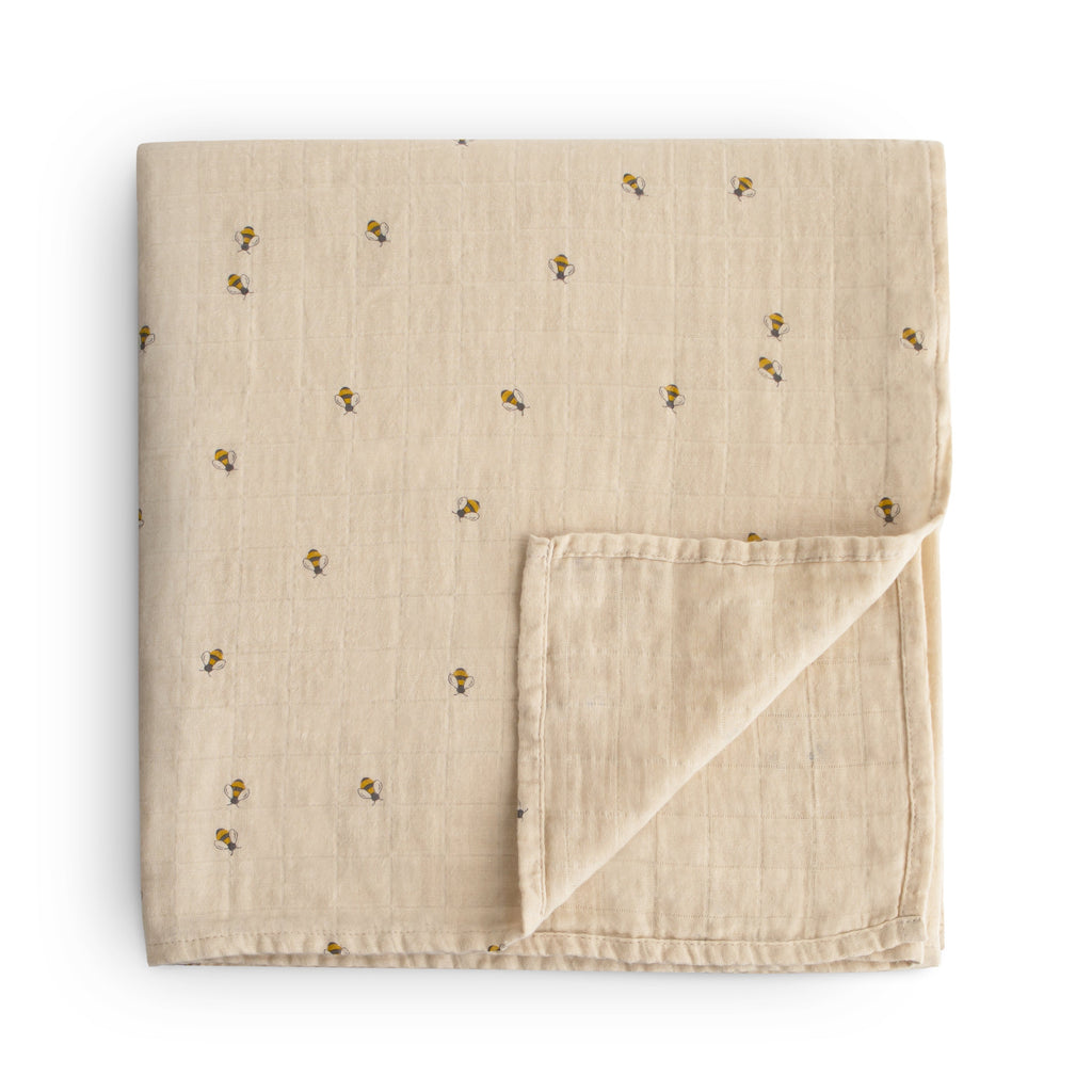 Muslin Swaddle Blanket Organic Cotton (Bees) - HoneyBug 