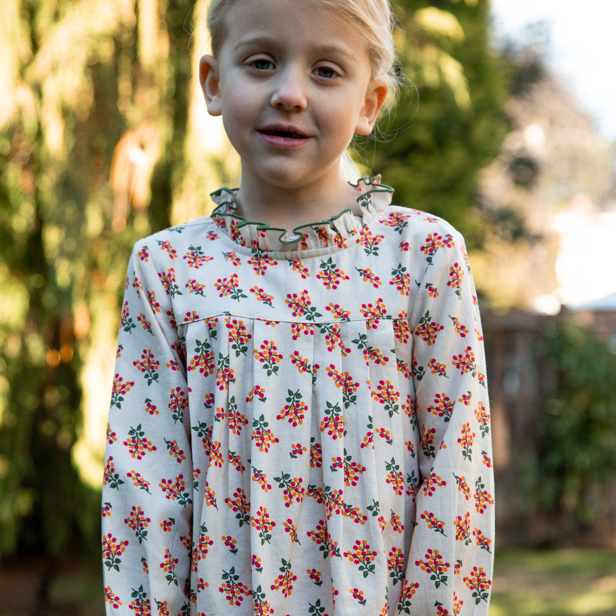 Girls Myrtle Pleated Dress | Autumn Floral - HoneyBug 