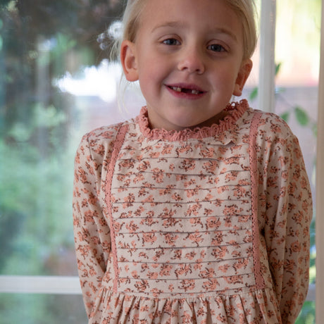 Toddler Lulu Dress with Lace Trim | Pink Heather - HoneyBug 