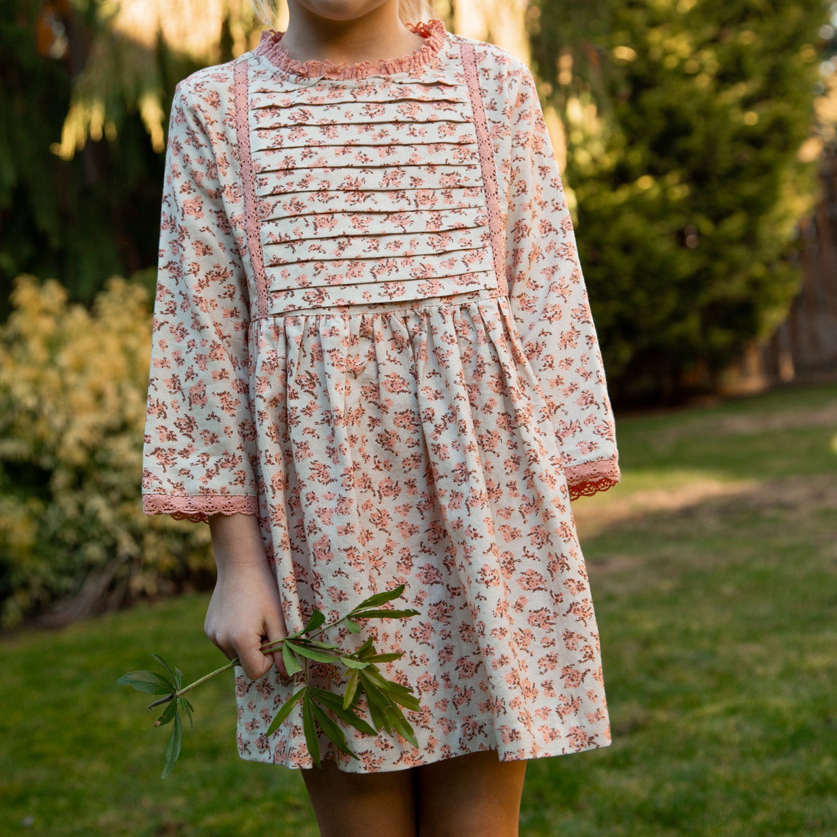 Toddler Lulu Dress with Lace Trim | Pink Heather - HoneyBug 