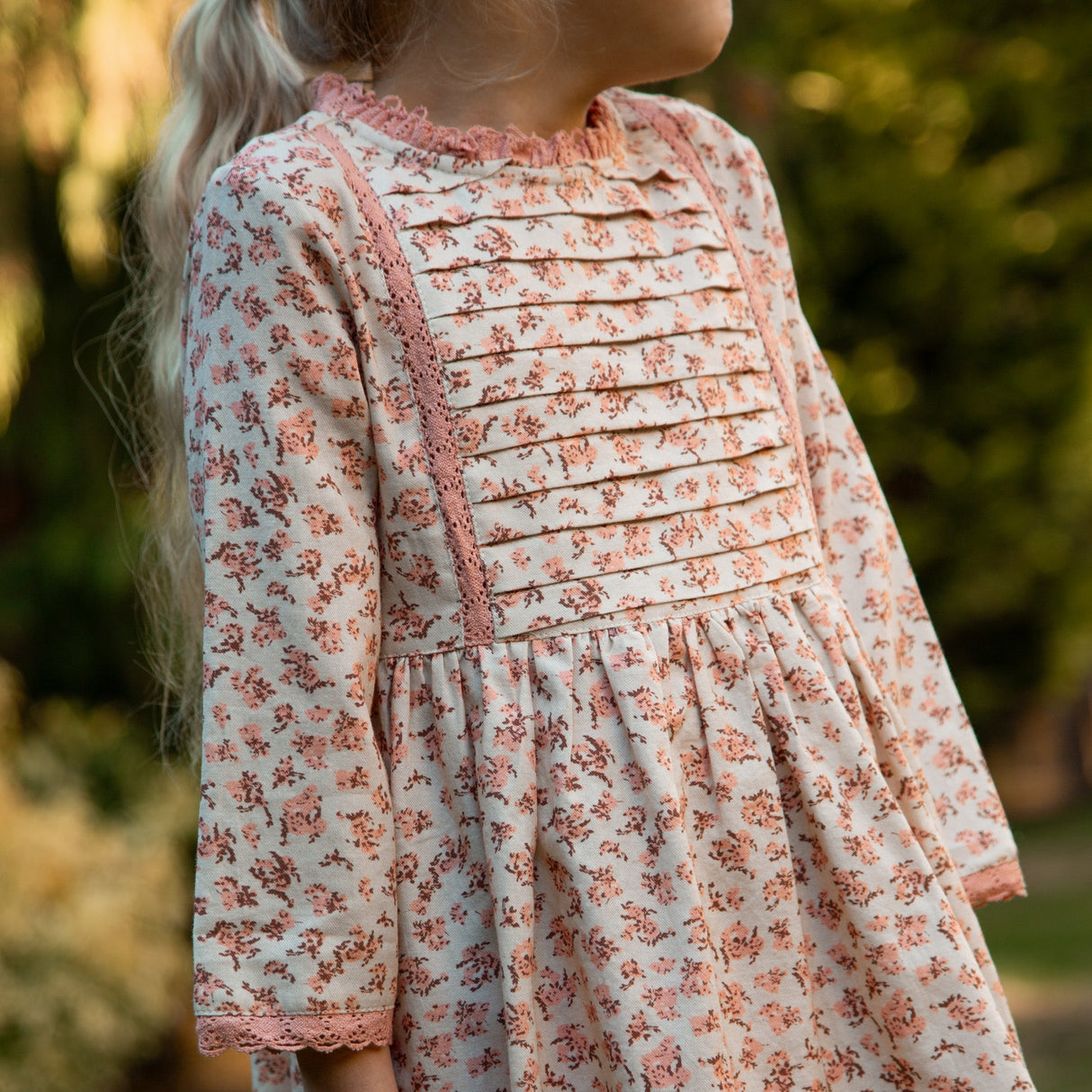 Toddler Lulu Dress with Lace Trim | Pink Heather - HoneyBug 