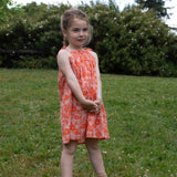 Girls' Shoulder-Tie Smocked Dress | Orange Meadow - HoneyBug 