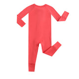 Berry Red Zippered Baby Romper - HoneyBug 