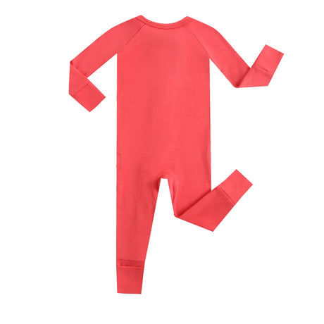 Berry Red Zippered Baby Romper - HoneyBug 