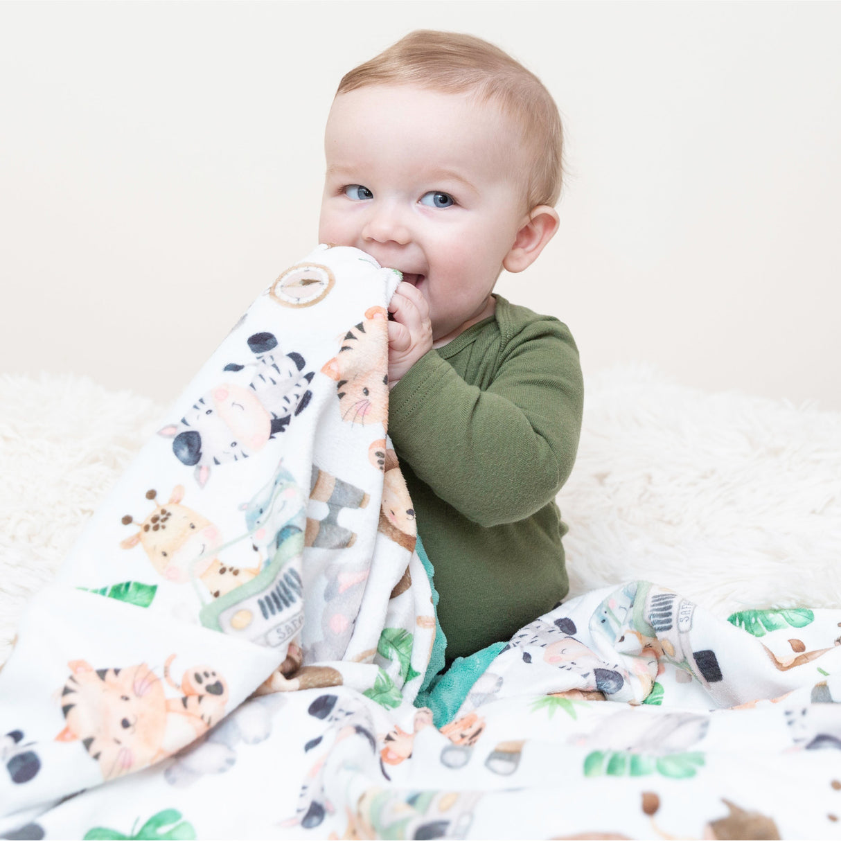 Premium Baby & Toddler Minky Blanket - Safari - HoneyBug 