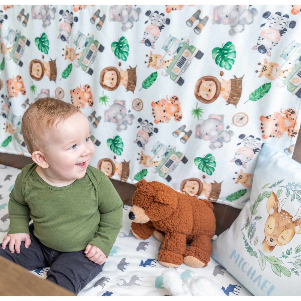 Premium Baby & Toddler Minky Blanket - Safari - HoneyBug 