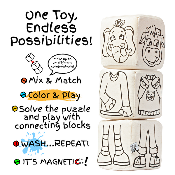 Kiboo Kids Blocks with Magnets - Animal Set - HoneyBug 