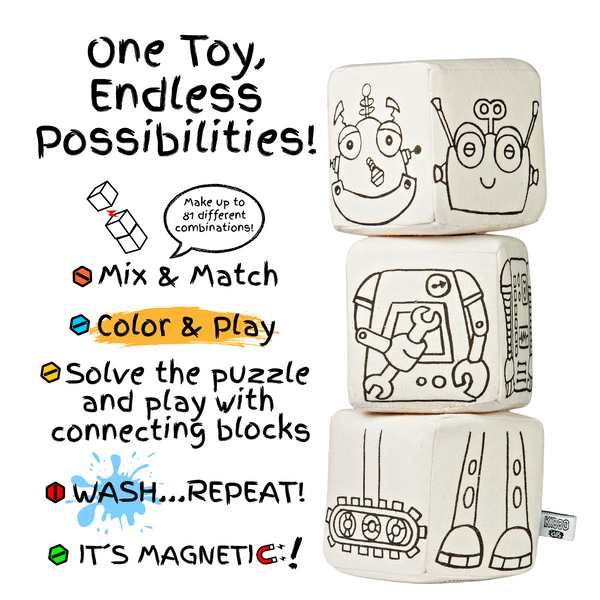 Kiboo Kids Blocks with Magnets - Robot Set - HoneyBug 