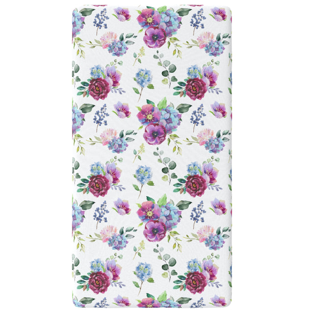 Fitted Crib Sheet - Blue Floral - HoneyBug 