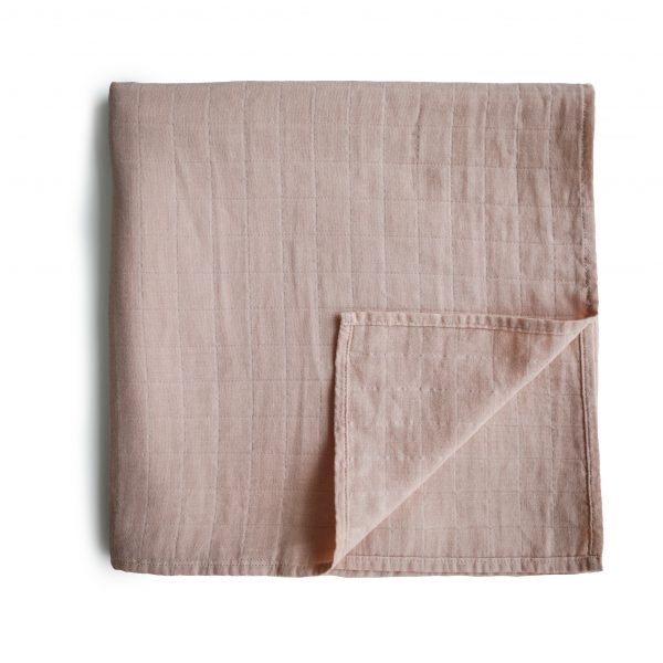 Muslin Swaddle Blanket Organic Cotton - Blush - HoneyBug 