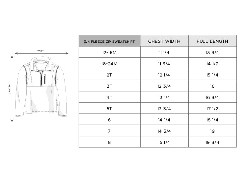 Boy's 3/4 Fleece Zip Sweatshirt - HoneyBug 