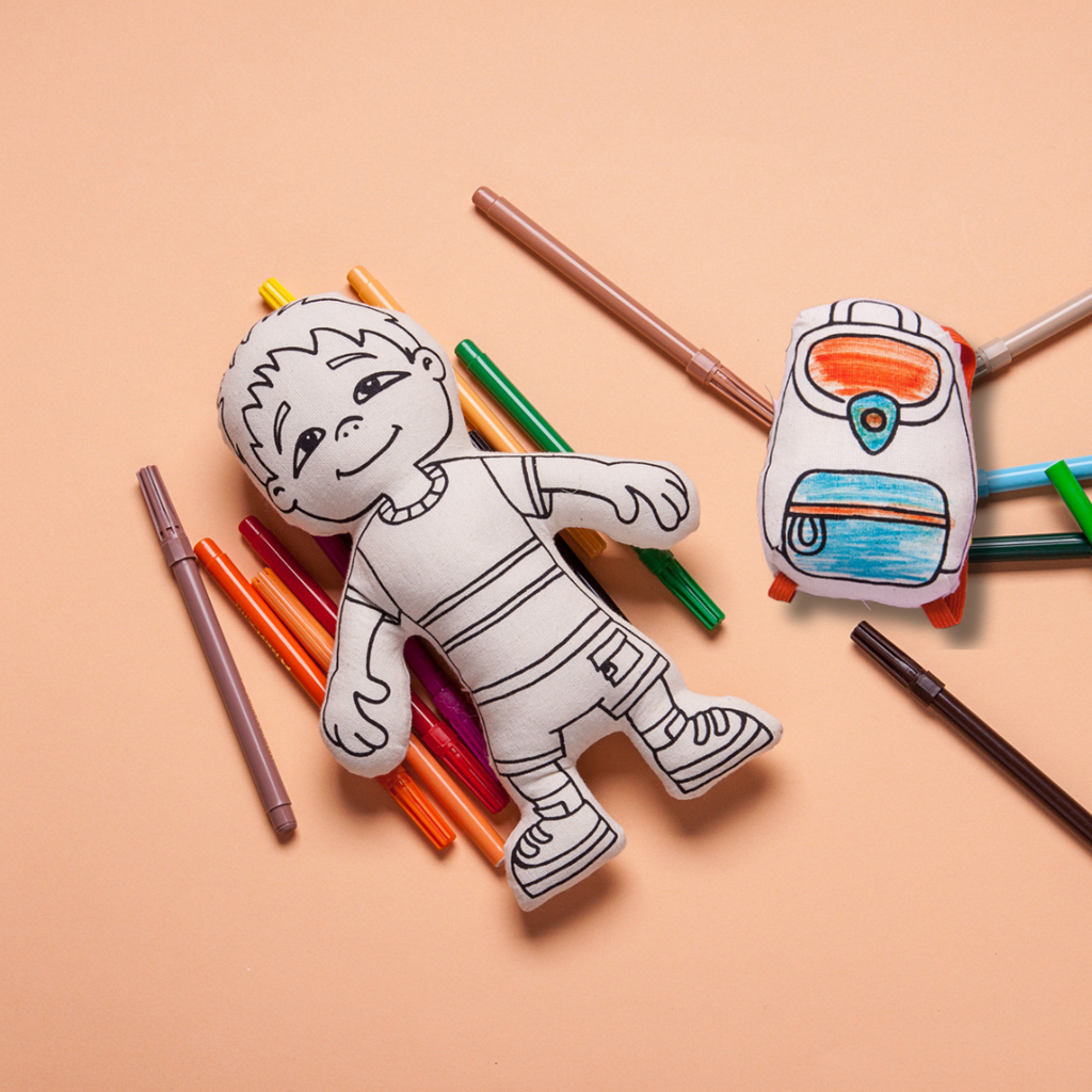 Kiboo Kids: Boy with Pocket Shorts - Colorable and Washable Doll for Creative Play - HoneyBug 