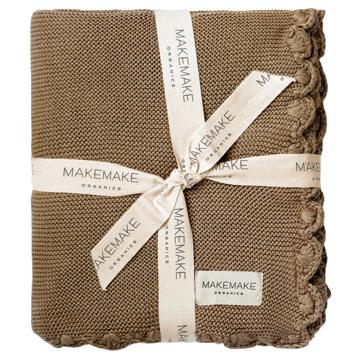 Organic Cotton Scalloped Baby Blanket - Brown - HoneyBug 