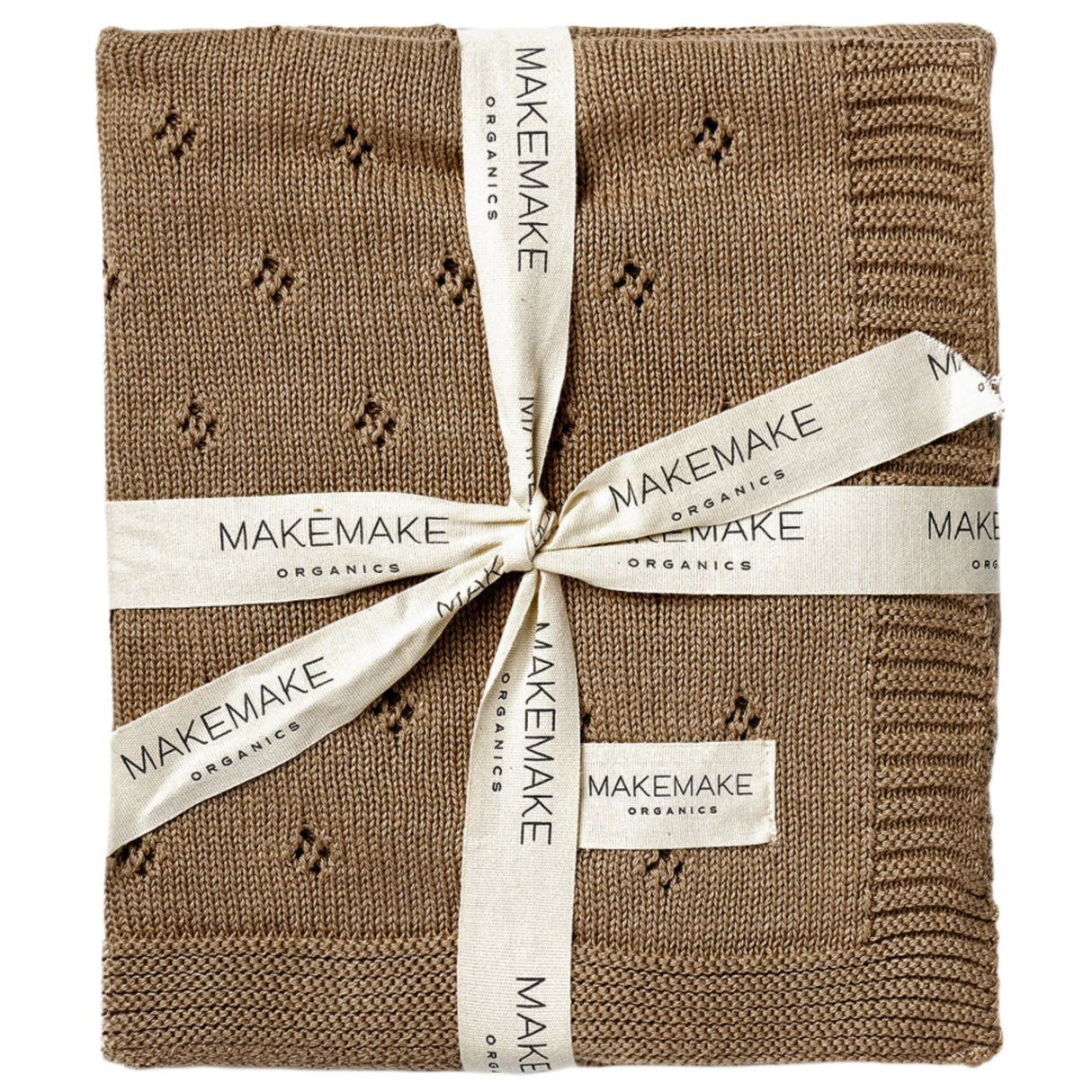 Organic Cotton Pointelle Baby Blanket - Brown - HoneyBug 