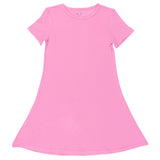 Bubblegum Pink Bamboo Girls' Short Sleeve Dress - HoneyBug 