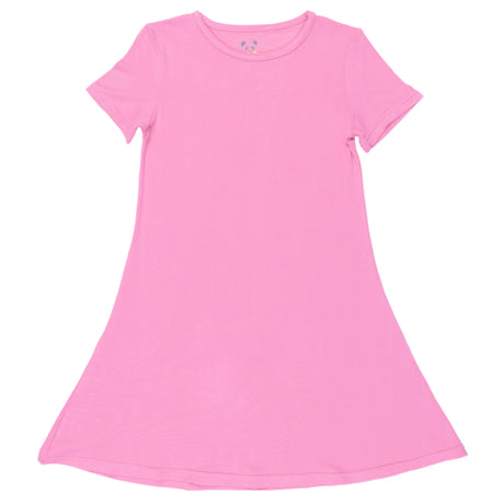 Bubblegum Pink Bamboo Girls' Short Sleeve Dress - HoneyBug 
