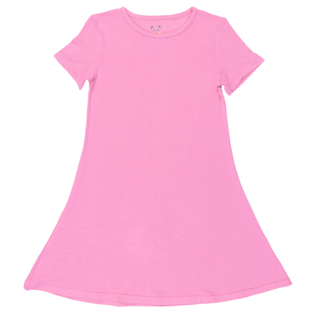 Bubblegum Pink Bamboo Girls' Short Sleeve Dress - HoneyBug 