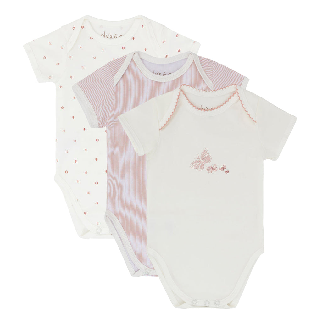 3 Pack Jersey Cotton Undershirts - Pink Butterfly - HoneyBug 