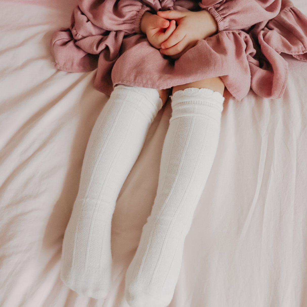 Ruffle Cotton Knee High Socks