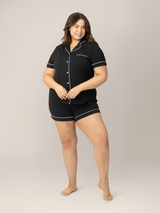 Clea Bamboo Classic Short Sleeve Pajama Set | Black - HoneyBug 