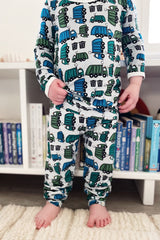 Long Sleeve Pajama Set - Garbage Trucks - HoneyBug 