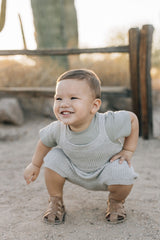 Heather Grey Pocket Knit Overalls - HoneyBug 