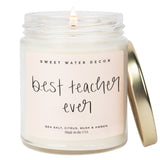 Best Teacher Ever Soy Candle - Clear Jar - 9 oz (Salt and Sea) - HoneyBug 