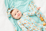 Soft & Stretchy Zipper Footie - Bacon & Eggs Blue - HoneyBug 
