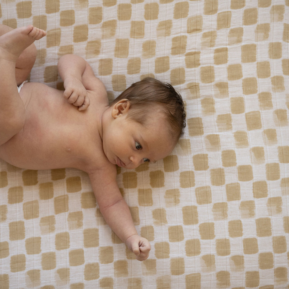 Cotton Muslin Crib Sheet - Adobe Checker - HoneyBug 