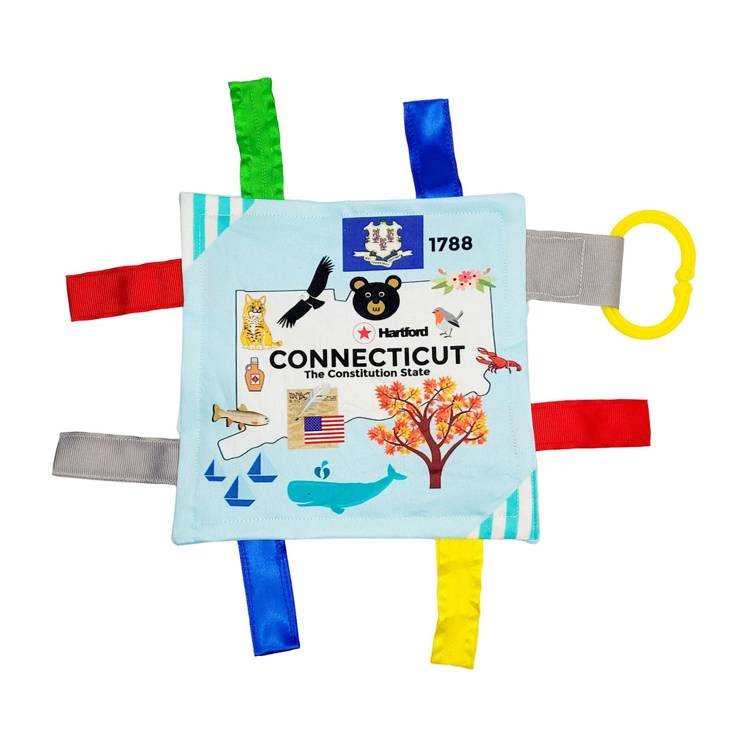 Connecticut State Tag Toy Crinkle Square - HoneyBug 