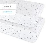 Waterproof Changing Pad Cover | Cradle Sheet Set - Grey Stars - HoneyBug 