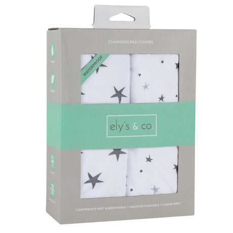 Waterproof Changing Pad Cover | Cradle Sheet Set - Grey Stars - HoneyBug 