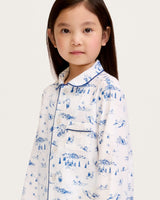 Kid's Twill Pajama Set in Chalet Toile - HoneyBug 
