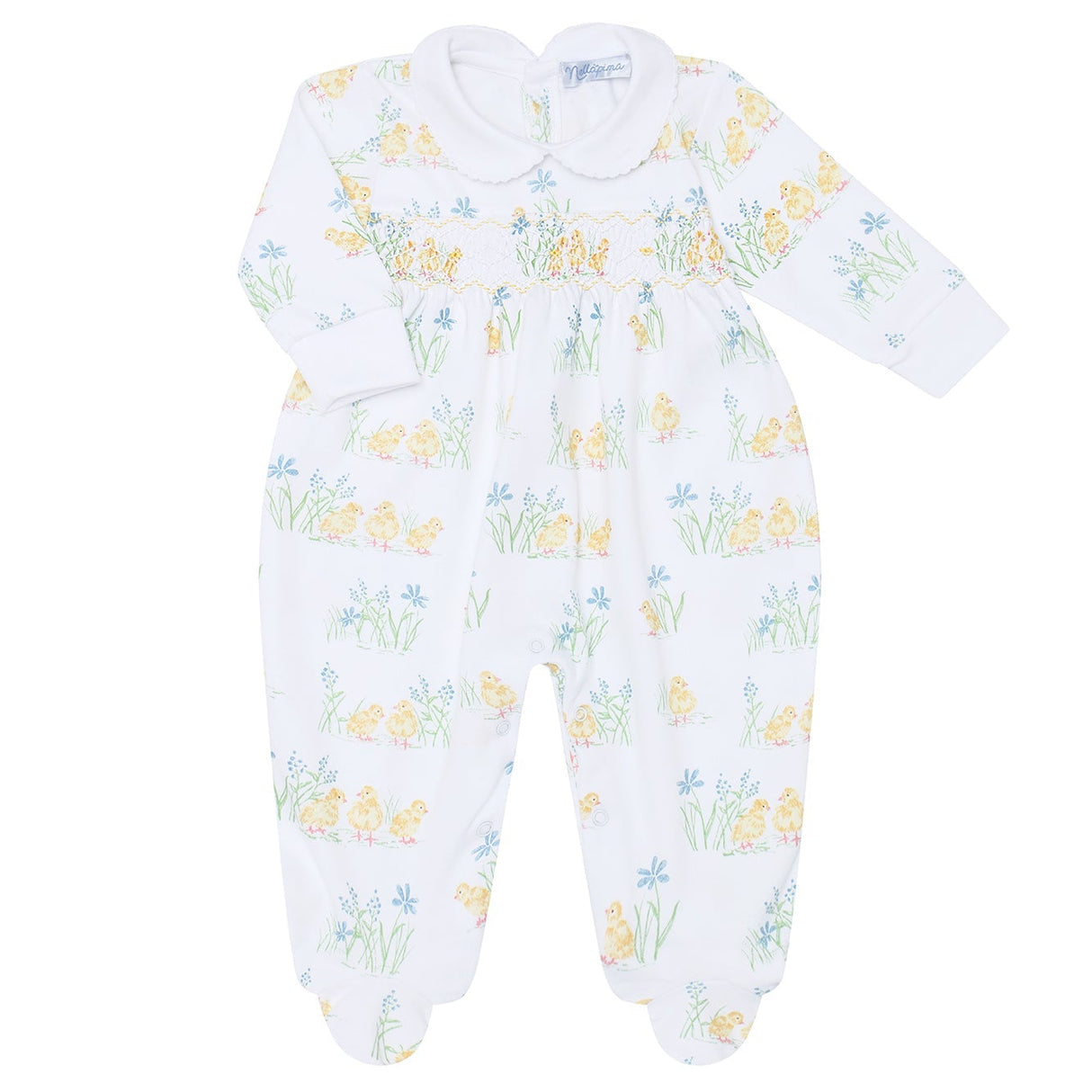 Chicks Print Smocked Footie