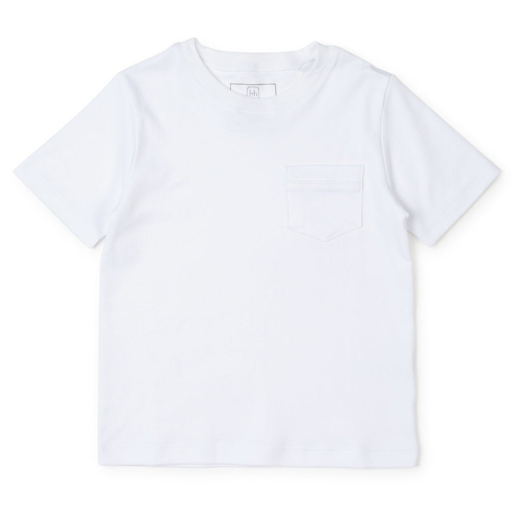Charles Boys' Pima Cotton Pocket T-shirt - White - HoneyBug 