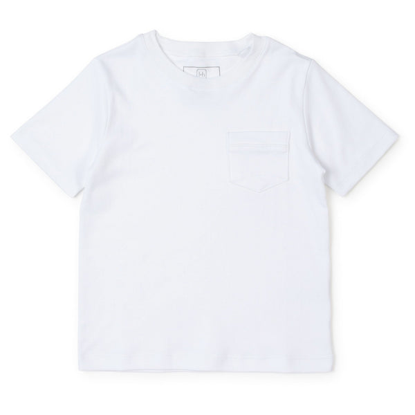 Charles Boys' Pima Cotton Pocket T-shirt - White - HoneyBug 