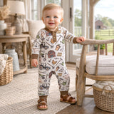 Farmer's Market Baby Henley Romper - Bamboo One Piece