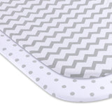 Waterproof Bassinet Sheet Set - Grey Chevron & Polka Dot - HoneyBug 