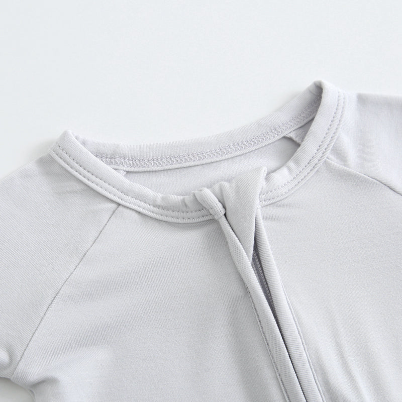Comfy Gray Zippered Baby Romper - HoneyBug 
