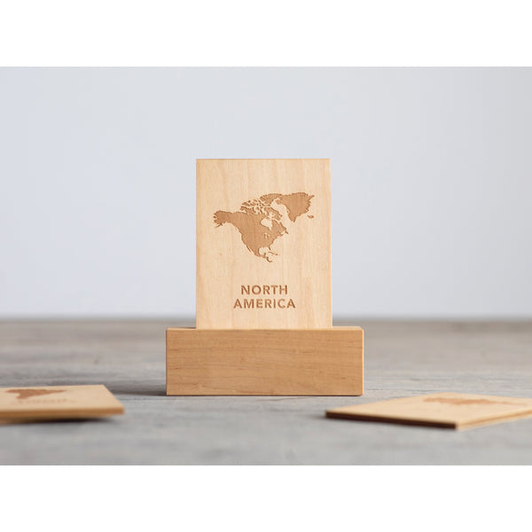 Wooden Continent Flash Cards • Maps of All 7 Continents on Wood - HoneyBug 
