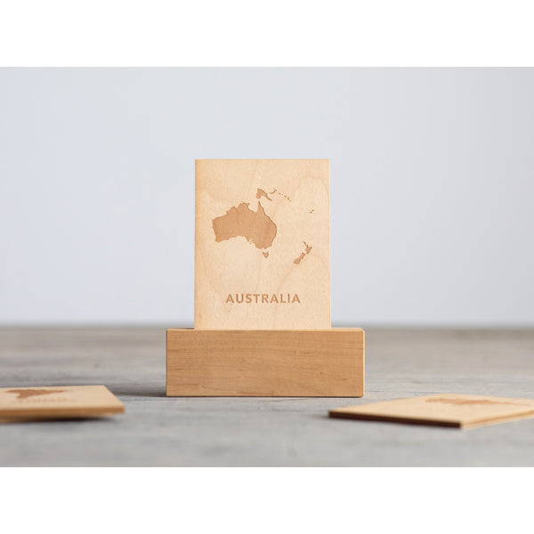 Wooden Continent Flash Cards • Maps of All 7 Continents on Wood - HoneyBug 
