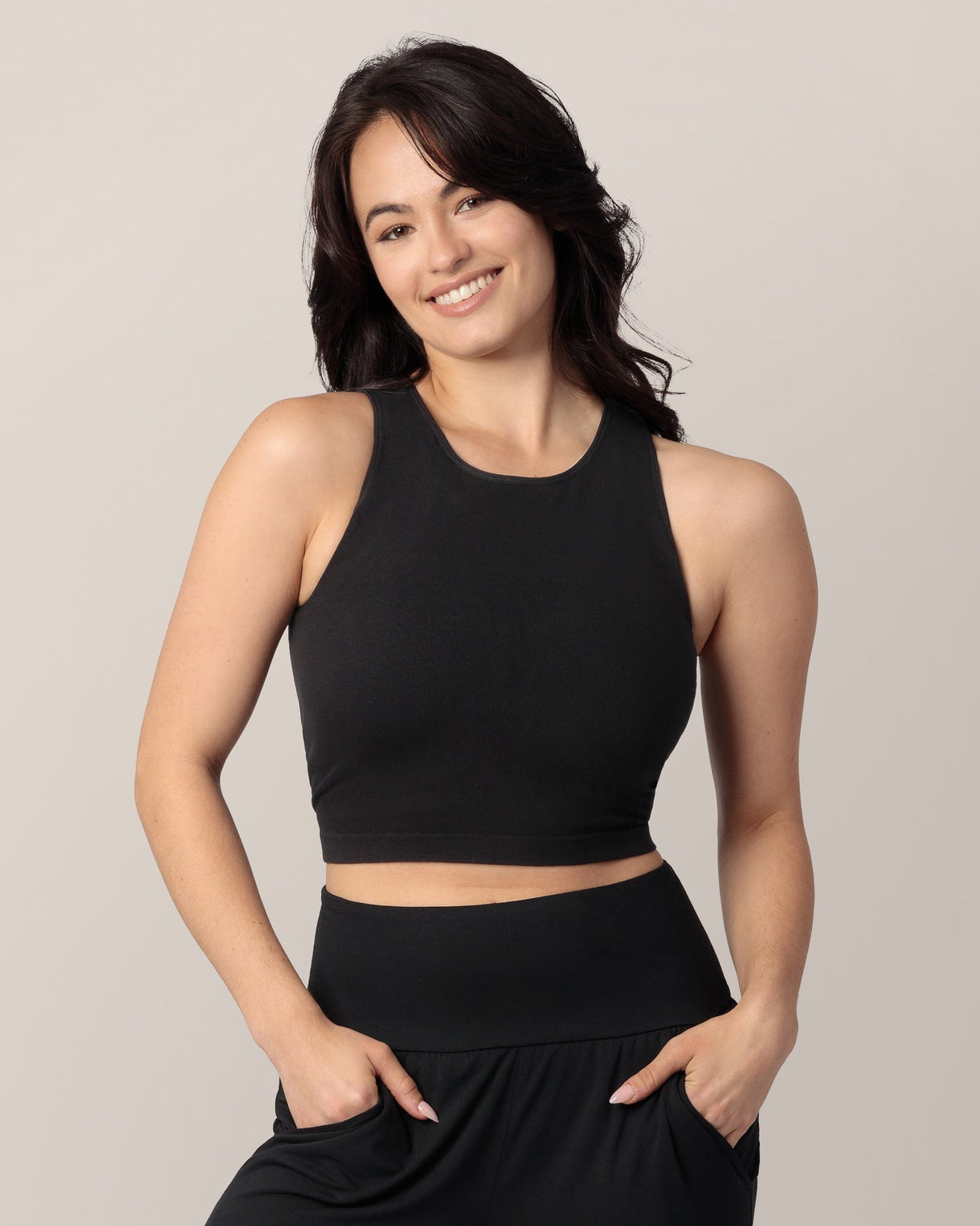 Sublime® Bamboo Maternity & Nursing Longline Bra Top | Black - HoneyBug 