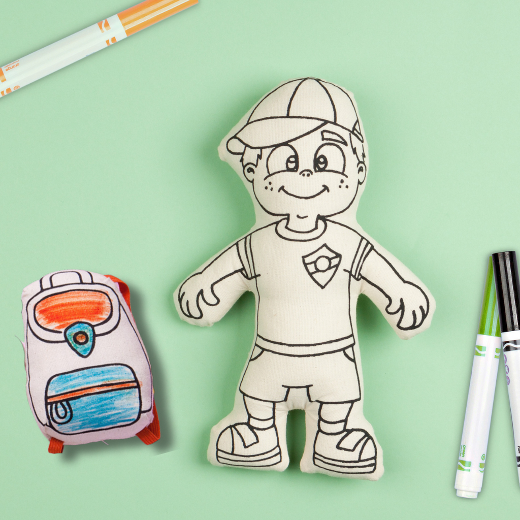 Kiboo Kids: Boy with Cap - Colorable and Washable Doll for Creative Play - HoneyBug 