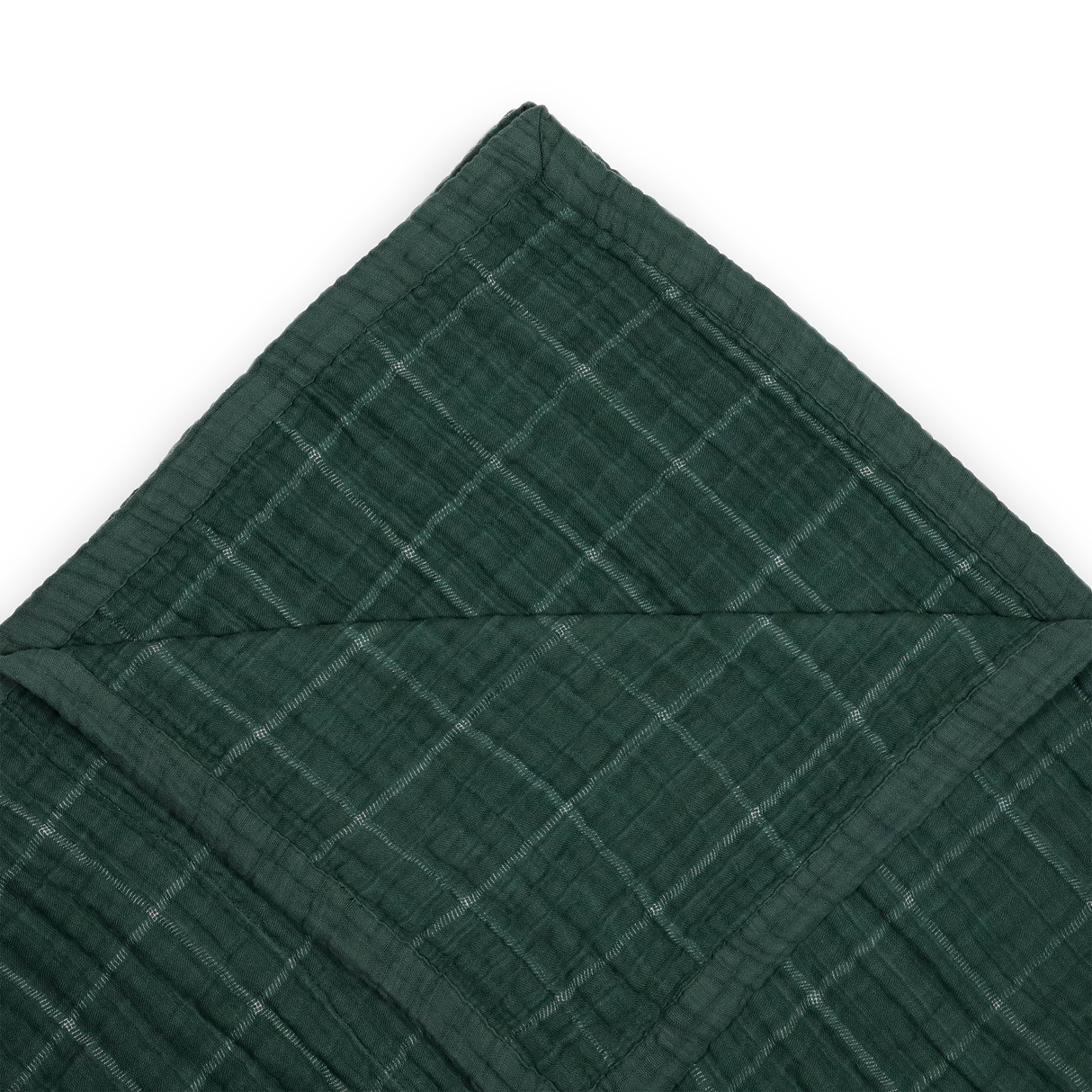 Cotton Muslin Quilted Throw - Evergreen Plaid - HoneyBug 