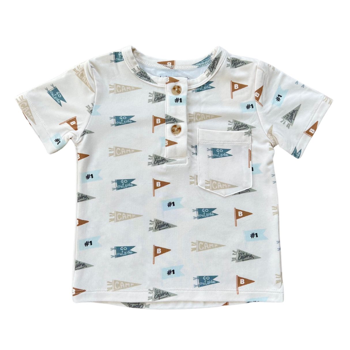 Boy's Short Sleeve Henley Shirt - HoneyBug 