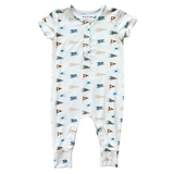 Short Sleeve Henley Romper - HoneyBug 